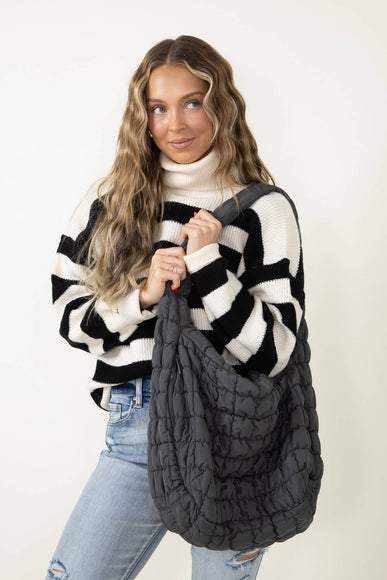 Quilted Puffer Bag for Women in Grey