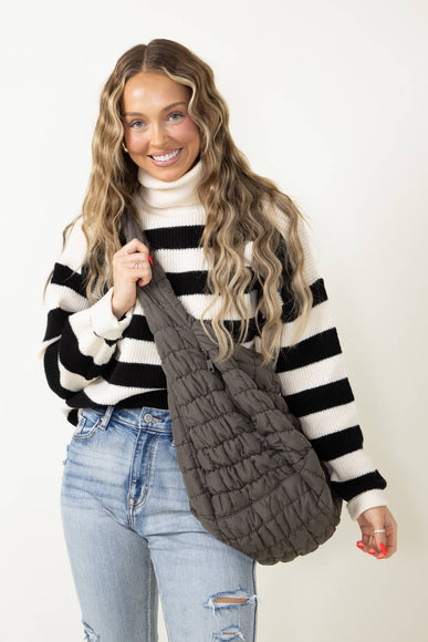 Quilted Puffer Bag for Women in Green