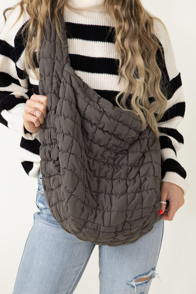 Quilted Puffer Bag for Women in Green