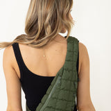 Quilted Puffer Sling Bag for Women in Olive