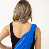 Quilted Puffer Sling Bag for Women in Royal Blue