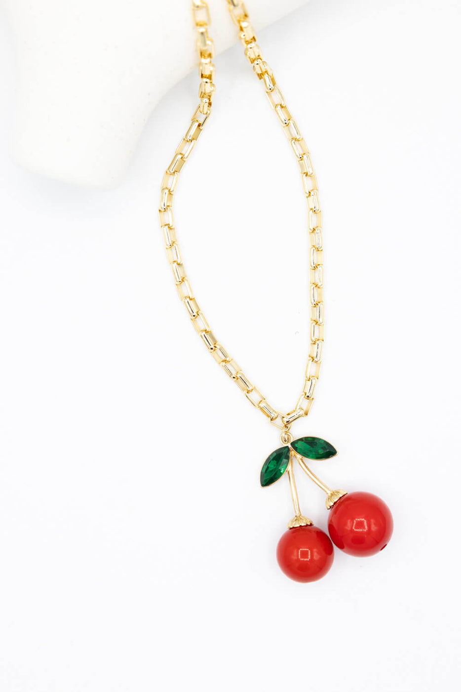 Red Cherry Charm Necklace in Gold | CH113 – Glik's