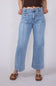 Risen Jeans High Rise Crop Wide Leg Exposed Stitch Jeans for Women
