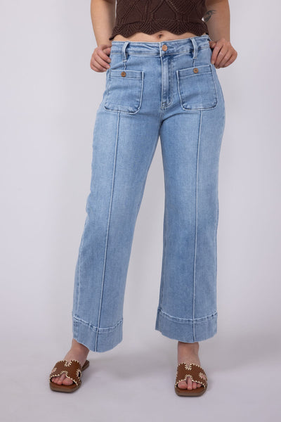 RISEN High Rise Crop Wide Leg Jeans
