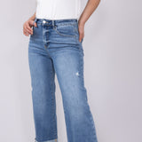 Risen Jeans High Rise Cuffed Wide Leg Jeans for Women
