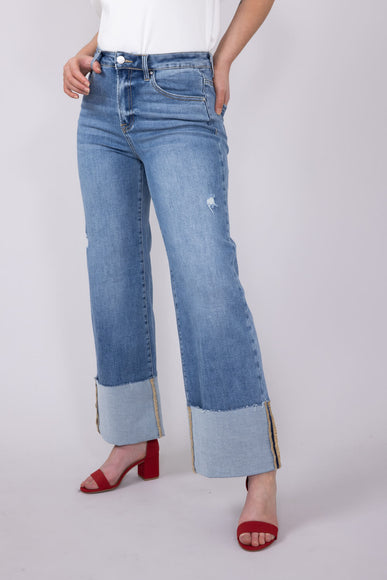 Risen Jeans High Rise Cuffed Wide Leg Jeans for Women