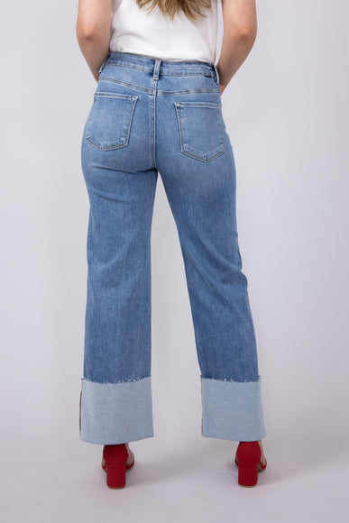 Risen Jeans High Rise Cuffed Wide Leg Jeans for Women