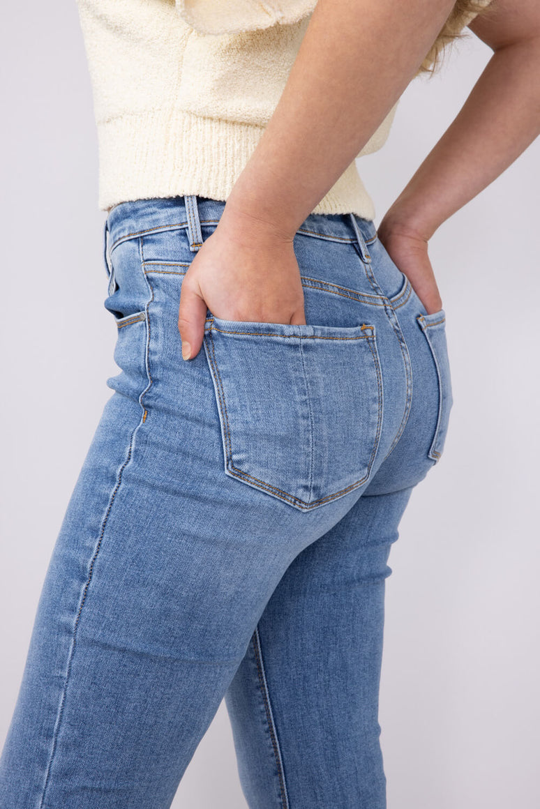 RISEN Mid Rise Button Fly Start Print Flare Jeans main image 1