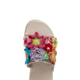 Rocket Dog Novel Floral Crochet Slide Sandals for Women in Taupe