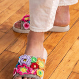 Rocket Dog Novel Floral Crochet Slide Sandals for Women in Taupe