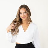 Rokoko Open Tie Back Wrap Top for Women in White