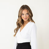 Rokoko Open Tie Back Wrap Top for Women in White