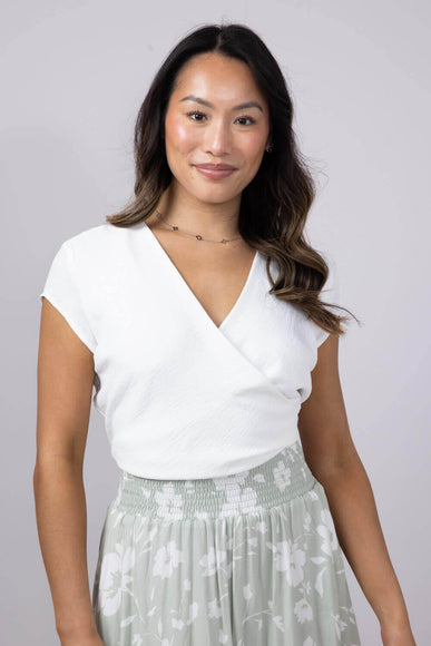 Rokoko Open Back Wrap Top for Women in White