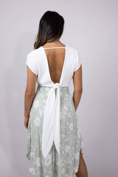 Rokoko Open Back Wrap Top for Women in White