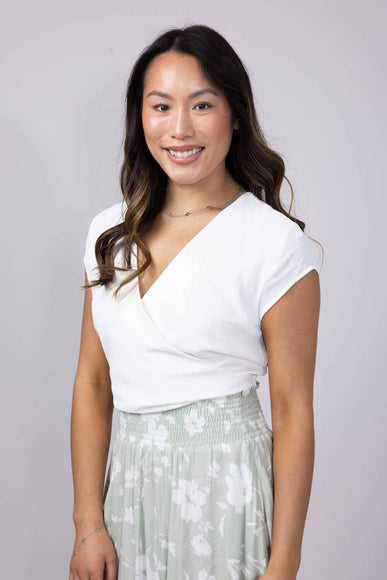 Rokoko Open Back Wrap Top for Women in White