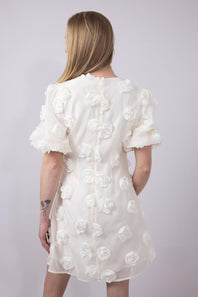 Rokoko Roset V-Neck Puff Sleeves Dress for Women in White