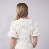 Rokoko Roset V-Neck Puff Sleeves Dress for Women in White