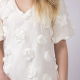 Rokoko Roset V-Neck Puff Sleeves Dress for Women in White