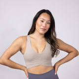 Ruched Racerback Bra for Women in Taupe