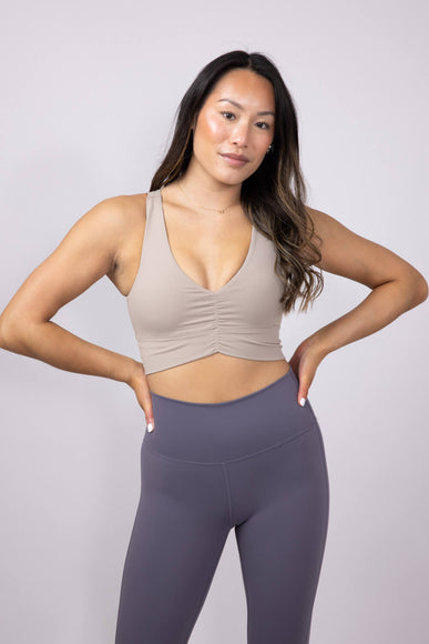 Ruched Racerback Bra for Women in Taupe