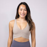 Ruched Racerback Bra for Women in Taupe