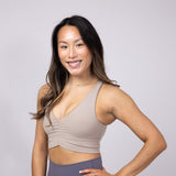 Ruched Racerback Bra for Women in Taupe
