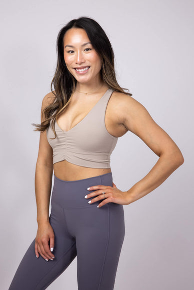 Ruched Racerback Bra for Women in Taupe