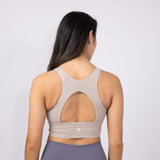 Ruched Racerback Bra for Women in Taupe