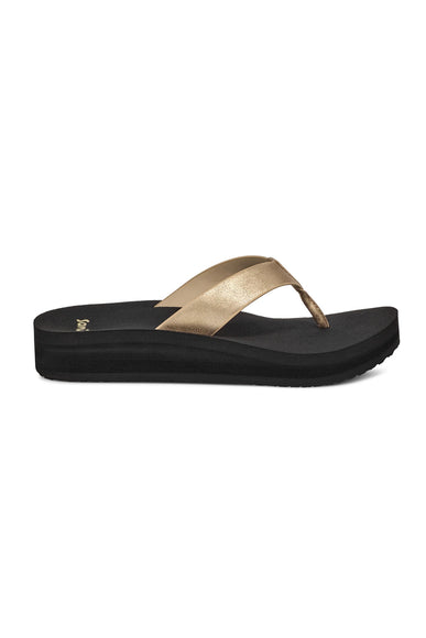 Sanuk Highland Metallic Heeled Flip Flops for Women in Champagne
