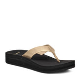 Sanuk Highland Metallic Heeled Flip Flops for Women in Champagne