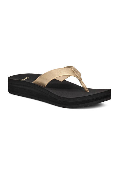 Sanuk Highland Metallic Heeled Flip Flops for Women in Champagne