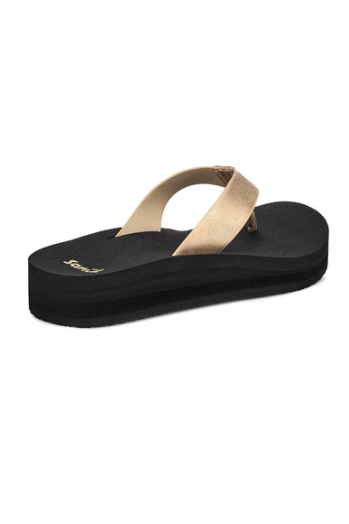 Sanuk Highland Metallic Heeled Flip Flops for Women in Champagne
