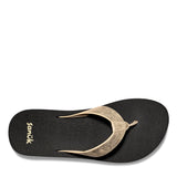 Sanuk Highland Metallic Heeled Flip Flops for Women in Champagne