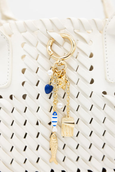 Sardine Blue Heart Purse Charm in Gold