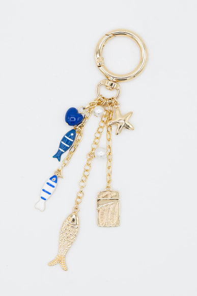 Sardine Blue Heart Purse Charm in Gold