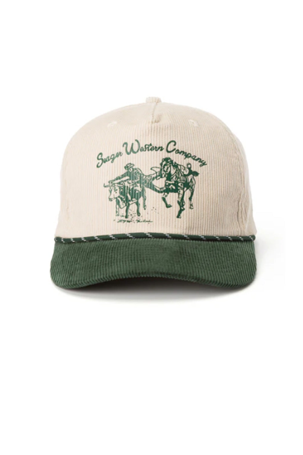 Seager Los Rios Corduroy Snapback Hat for Men in Natural/Green