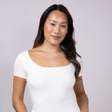 Seamless Double Layer Knit T-Shirt for Women in White