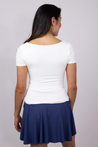 Seamless Double Layer Knit T-Shirt for Women in White