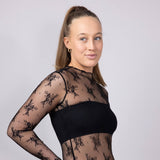  Lace Sheer Layering Top for Women in Black 