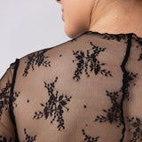  Lace Sheer Layering Top for Women in Black 