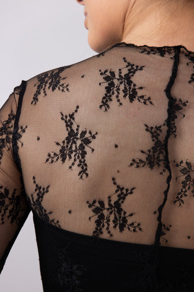  Lace Sheer Layering Top for Women in Black 