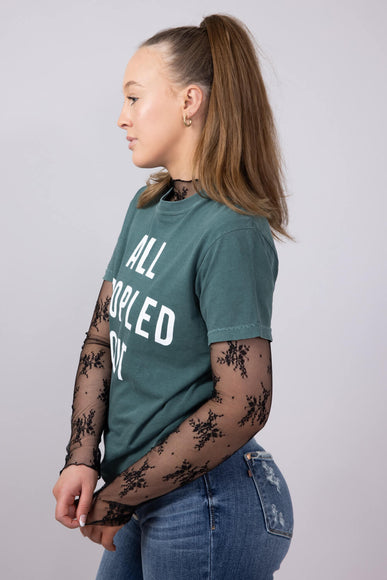  Lace Sheer Layering Top for Women in Black 
