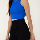 Crosshatch Rayon Shorts for Women in Black