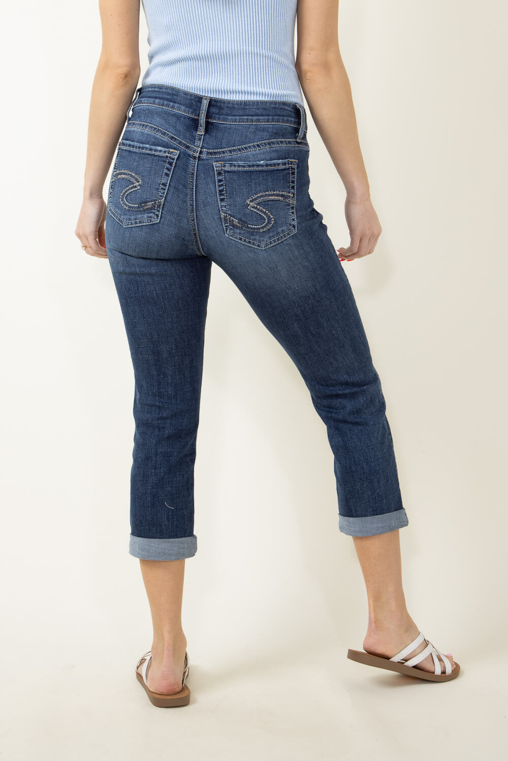 Silver Jeans Elyse Luxe Stretch Capri for Women L43008CVS383 Glik s