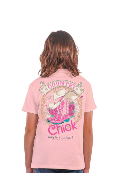 Simply Southern Girls Youth Country Chick T-Shirt for Girls in Pink