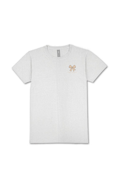 Girls Simply Southern Youth Camo Bow T-Shirt for Girls in Light Grey 