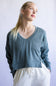 Simply Southern V-Neck Crop Pullover Top for Women in Jade