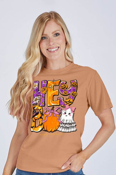 Womens Simply Southern Hey Boo T-Shirt for Women in Chestnut Brown