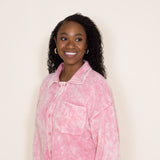 Simply Southern Acid Wash Shacket for Women in Pink