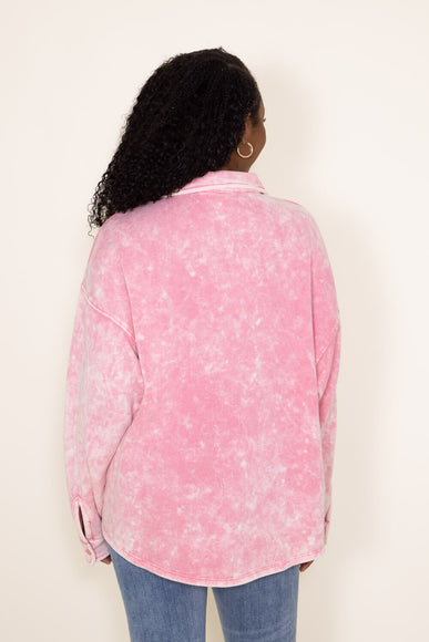Simply Southern Acid Wash Shacket for Women in Pink